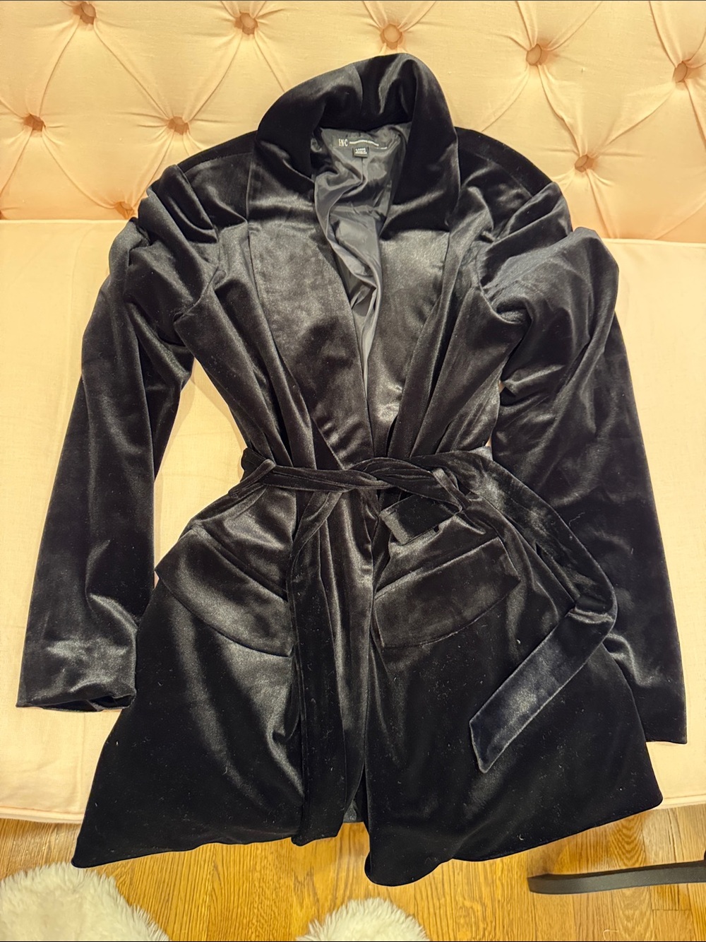 INC International Concepts Black Velvet Wrap Blazer